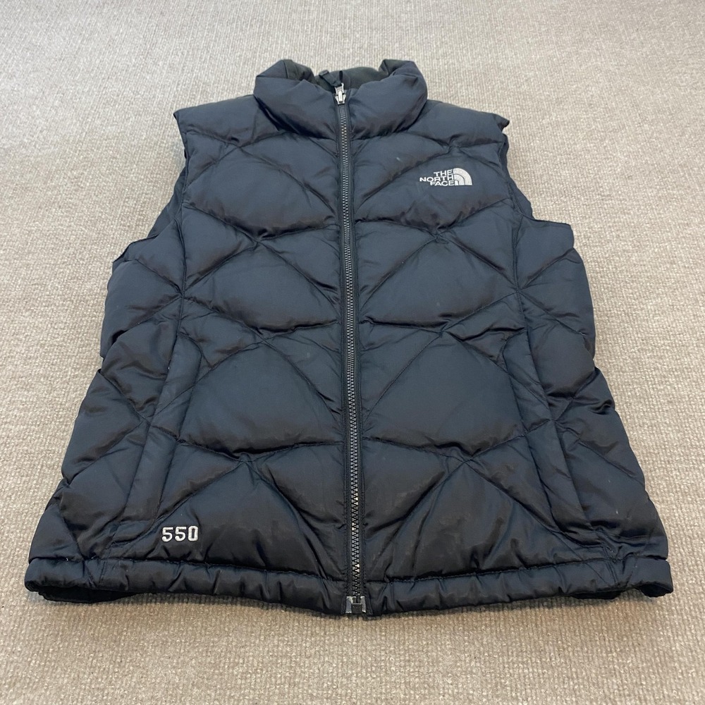 The North Face 550 Down Vest Womens Small Black Puffer Full Zip Outdoor Winter